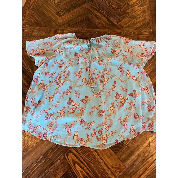 Lauren Conrad Floral Fairy Cottage Core Women 2XL Blue Loose Beach Spring Easter - Picture 4 of 9